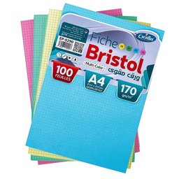 [PABRA4QUCOEX100F] - PAPIER BRISTOL A4 QUADRILLÉ 4 COULEURS EXCELLES 100F EP-0290